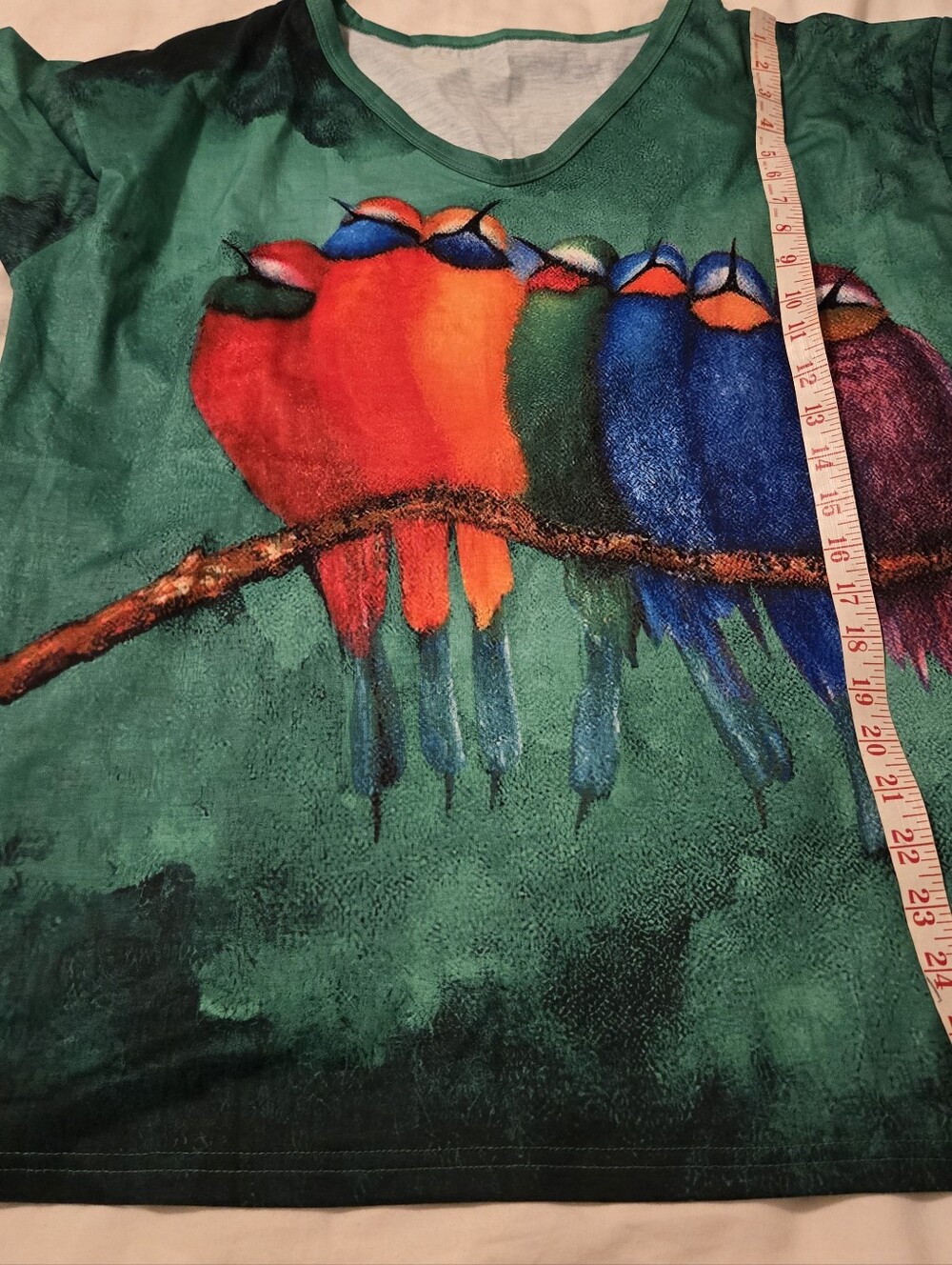 A Green Short Sleeve Birds Pershing, Plus Size 2XL - Picture 5 of 9